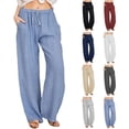 thumbnail image 2 of Pantalones de yoga holgados casuales de algodón y lino para mujer, pantalones largos para hacer ejercicio, 2 of 6