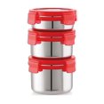 thumbnail image 2 of MF Prime Lunch Box With Stainless Steel Inner - Red, 3 Pcs | Air Tight Seal, Leakproof Design - Vacuum Sealed, Freezer Safe, 2 of 4