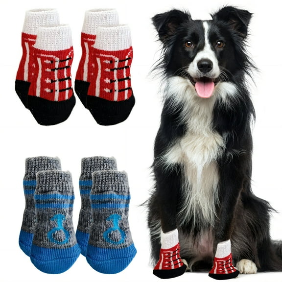 TELOLY 8Pcs Dog Socks,0 Dog Clothes,For Hardwood Floors Dog Socks to Prevent Licking Paws,Style1