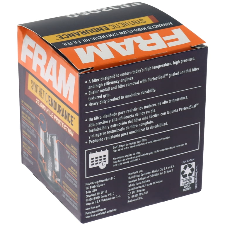 FRAM, Oil Filter, FE12060, 25K Miles Synthetic Endurance Premium