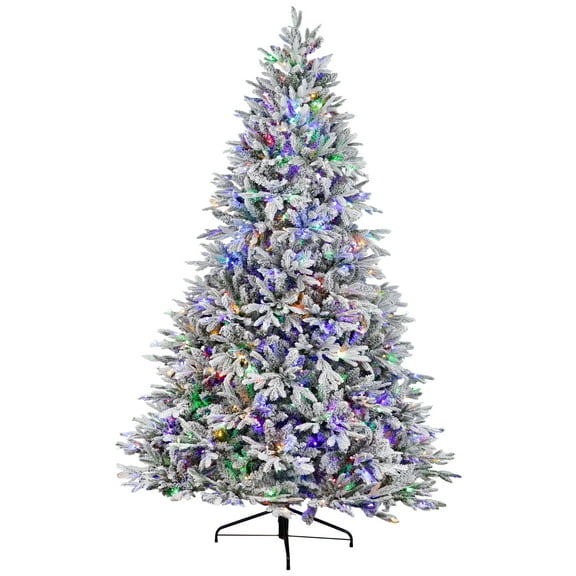 Northlight Real Touch™ Elite Pre-Lit Flocked Yukon Pine IPT Artificial Christmas Tree - 7' Dual