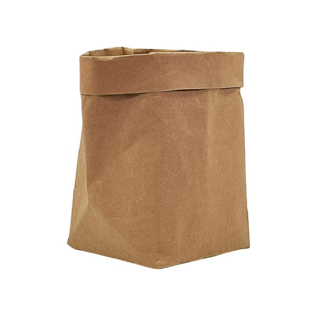 Washable Kraft Paper Container Reusable Paper Bag Organizer Flowerpot Planter Bags Cover for Decoration and Storage - L
