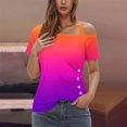 thumbnail image 1 of LOVZFMLL Women's Summer Tops Printing Off-The-Shoulder Halter Short Sleeve Button-Up Blouse, 1 of 5