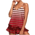 thumbnail image 2 of Conjunto de pijama de poliéster con tirantes finos y estampado de moda para mujer, 2 of 8
