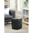 thumbnail image 1 of Designs4Comfort Pouf de Rangement Rond d'Appoint en Similicuir Noir, 1 of 10