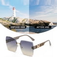 thumbnail image 4 of Gafas de sol cuadradas sin marco, gafas de sol personalizadas de moda con montura grande, hechas de PC, 4 of 5