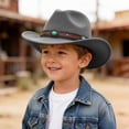 thumbnail image 2 of 3-8 Years Kids Hat Toddler Boys Cowboy Hat, 2-8t Western Hat for Kids, Hatband Baby Hat Cowgirl Hat Western Cowboy Hat Dance Hat,Grey, 2 of 5
