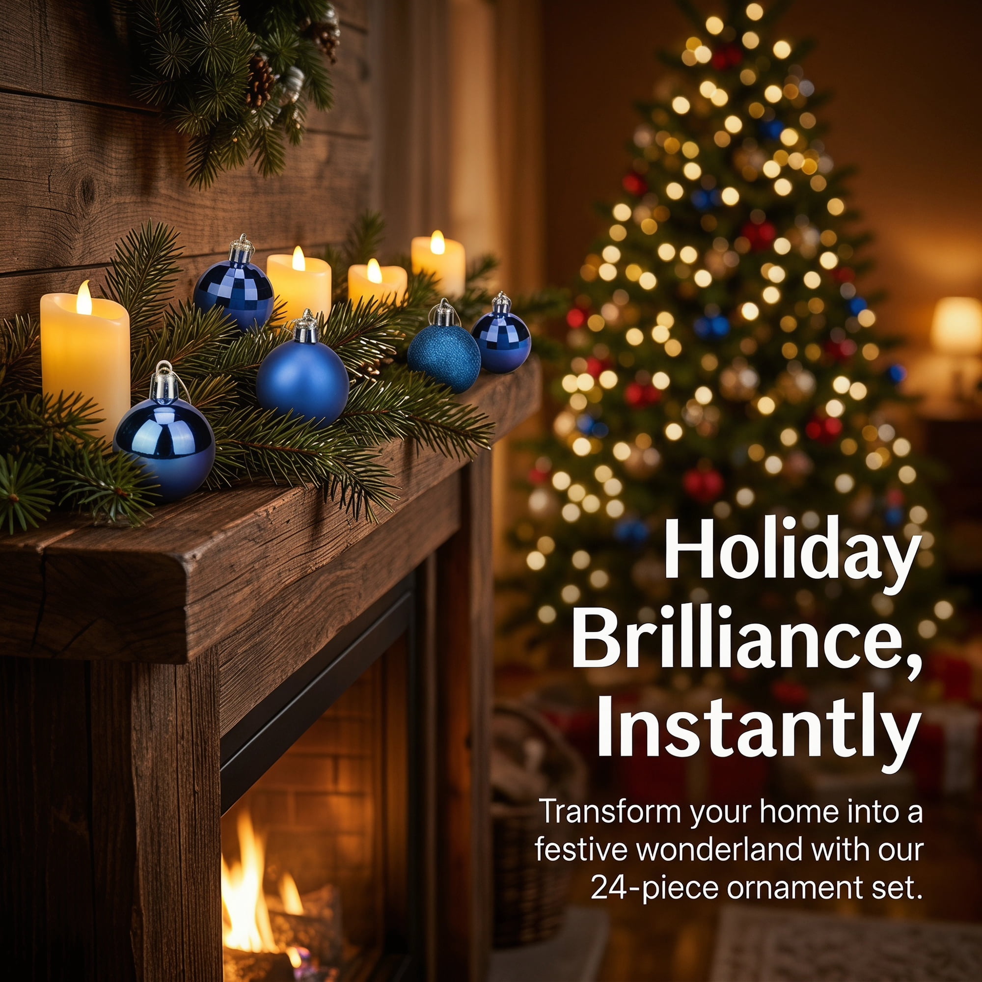 Unique Bargains 24Pcs Christmas Tree Hanging Baubles Shatterproof Ornaments Blue 1.6"