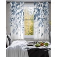 thumbnail image 3 of Blue Leaves Sheer Curtains 54 Inch Length 2 Panels Set for Living Room/Bedroom, Summer Botanical Kitchen Curtains with Grommet Semi-Sheer Curtains Drapes Voile Window Treatments 42"x54"x2, 3 of 7