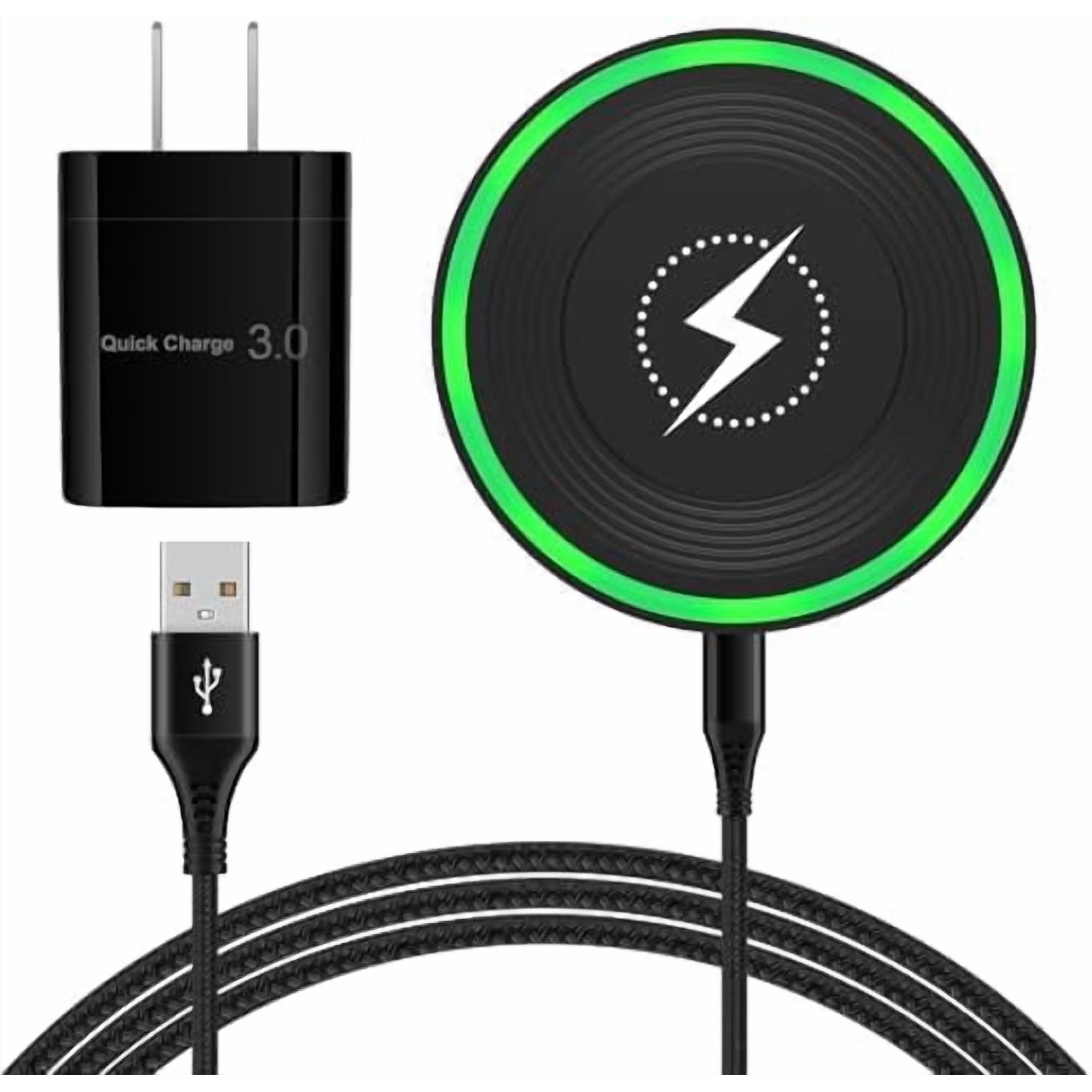 15W Fast Wireless Charger Pad with QC Adapter for Samsung Galaxy S25 Ultra, S24, S23 Android Phones