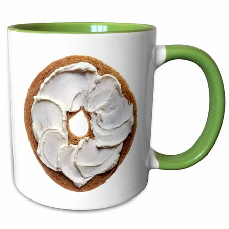 3dRose Bagel With Cream Cheese Isolated On White - Two Tone Green Mug,