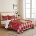 thumbnail image 5 of Quilts Twin XL Size Bedding Set, Christmas Elk Lightweight Quilted Comforter, Xmas Ball Botanical Red Checked Polka Dot Soft Reversible Bedspread Coverlet with Pillow Covers for All Season, 68" x 98", 5 of 9