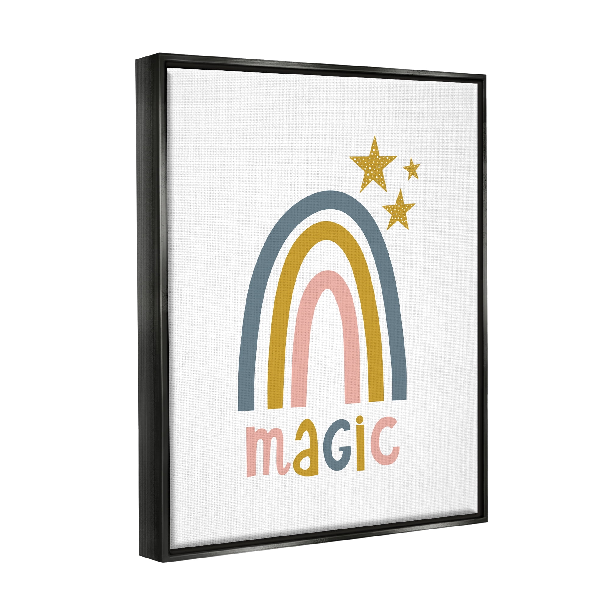 Stupell Industries Rainbow with Magic Phrase Landscape Painting Black Floater Framed Canvas Art Print Wall Art, 17 x 21