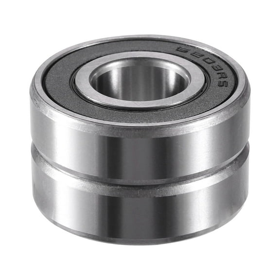 Unique Bargains 2pcs 6203-2RS 17x40x12mm Double Rubber Sealed Single Row Deep Groove Ball Bearings Silver Tone