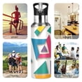 thumbnail image 7 of Yayeee 33oz Insulated Water Bottle Double Wall Stainless Steel with Flip Straw Lid, Purple Triangles, 7 of 7
