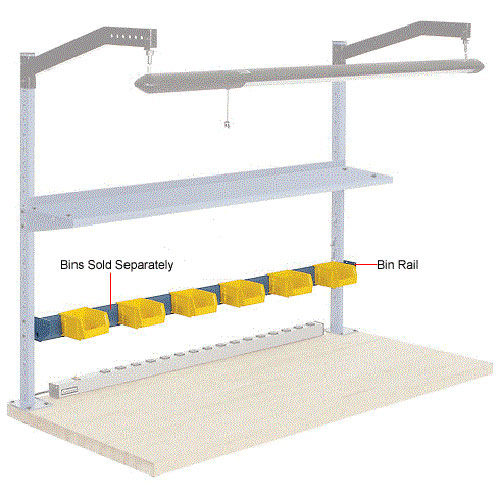 Bin Rail for Workbench, 48"W, Blue