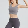 thumbnail image 6 of KHONTS Women's Long Line Sports Bra Racerback Workout Medium Impact Yoga Tank Tops Light Gray XXL, 6 of 6
