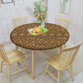 African Round Fitted Tablecloth,Cheetah Skin Pattern Print Elastic