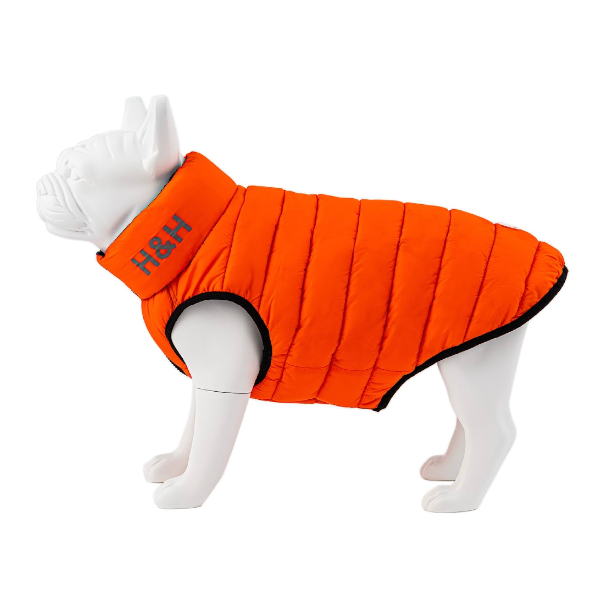 Hugo & Hudson Reversible Dog Puffer Jacket Coat Orange & Navy XS25