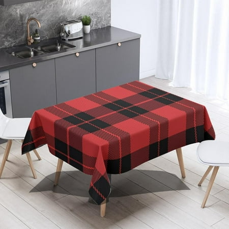 

Autmor Christmas Rectangle Red Plaid Tablecloth Checkered Water Stain Resistant Table Cover Washable Polyester Table Cloths for Xmas Dinner/Party Decoration/Holiday