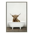 thumbnail image 2 of Kate and Laurel Sylvie Highland Cow in Tub Color Framed Canvas Wall Art by Amy Peterson Art Studio, 23 x 33, Gray, Farmhouse Inspired Animal Art for Wall, 2 of 6