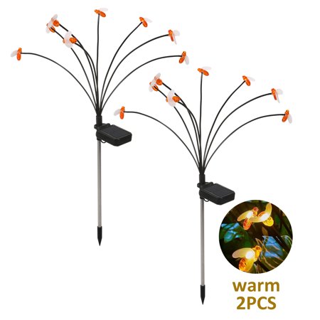 

Solar Garden Lights LED New Upgraded Solar Bee Lights Firefly Swaying Light Outdoor Waterproof 2 Modes Warm White