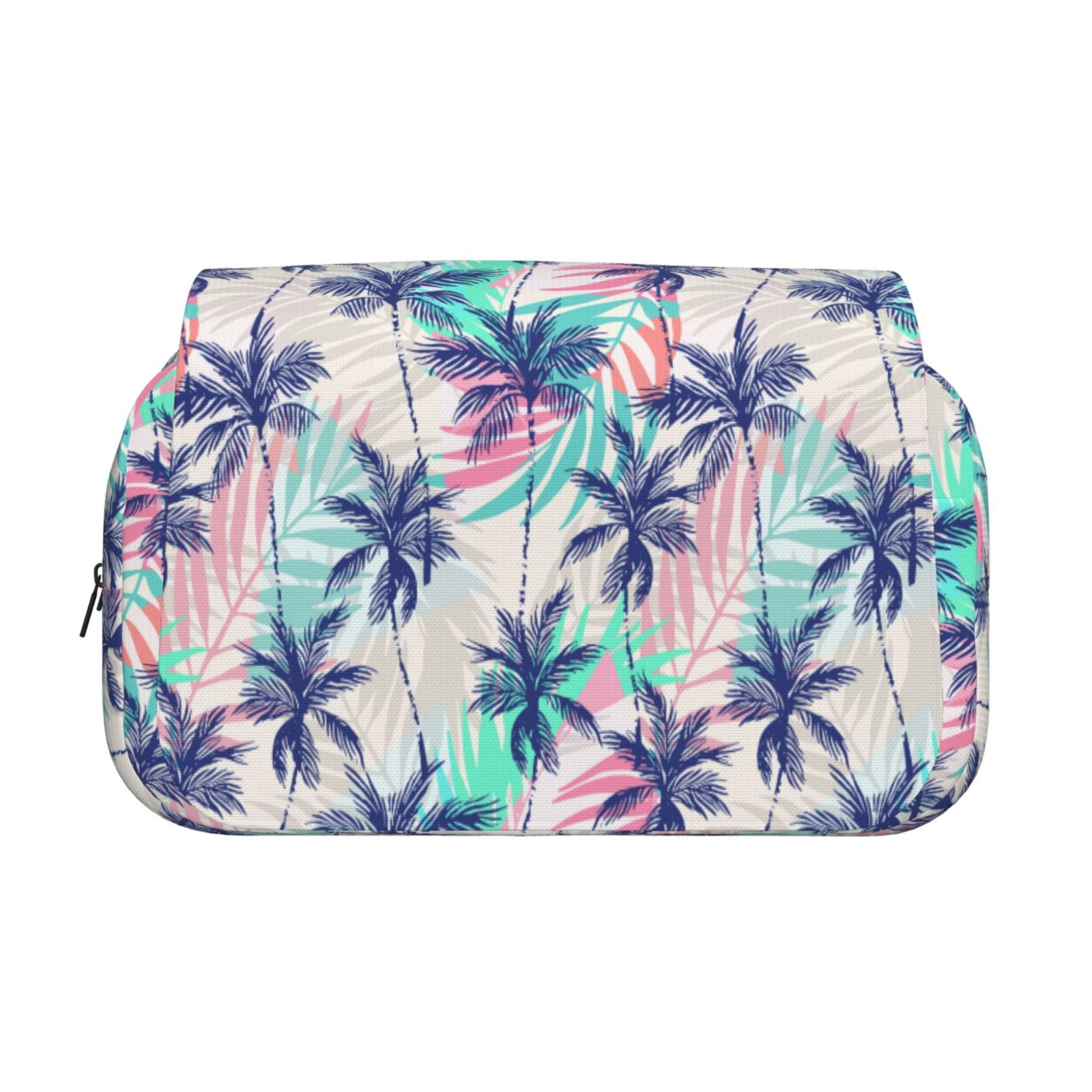 Rateoe Palm Leaves Pattern Double Clamshell Pen Case, Storage Organizer with Two Zipper Compartments– Holds Up to 50 Pencils & Pens