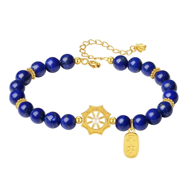 Pulsera de lapislázuli natural para mujer con detalles en plata S925