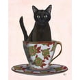 thumbnail image 2 of Fab Funky 20x24 White Modern Wood Framed Museum Art Print Titled - Black Cat in Teacup, 2 of 4