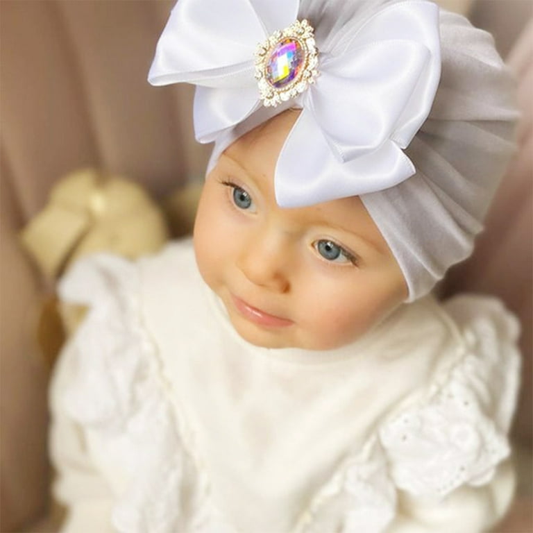 Lamuusaa 2023 Fashion Newborn Baby Girls Boys Turban Cap 10 Colors Simple  Shiny Solid Color Big Bowknot Beanie Hat 