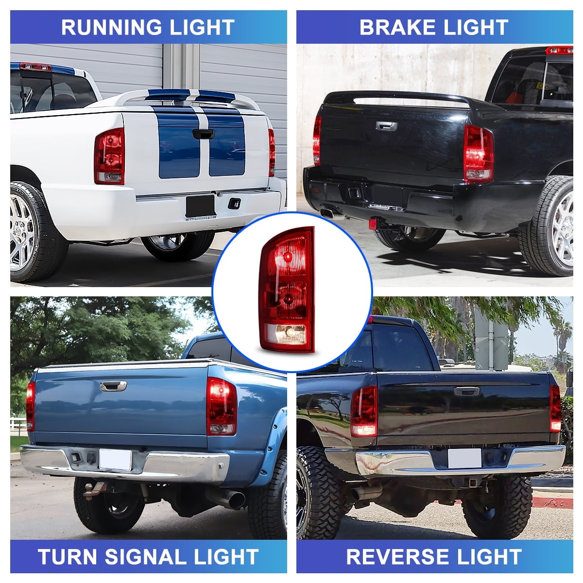 Pair Tail Lights Fit for 2002-2006 Dodge Ram 1500/2500/3500 Rear Brake Lamps Replacement Left+Right