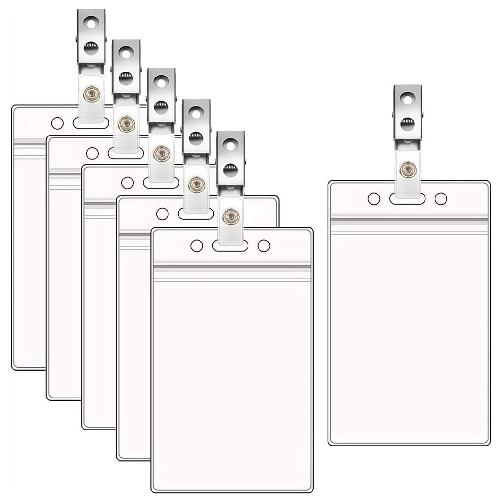 300 Pcs Premium Metal Badge Clips with Clear PVC Straps for ID Cards, Badge Holders, Name Tags, Work Badges, 1.0 Inches