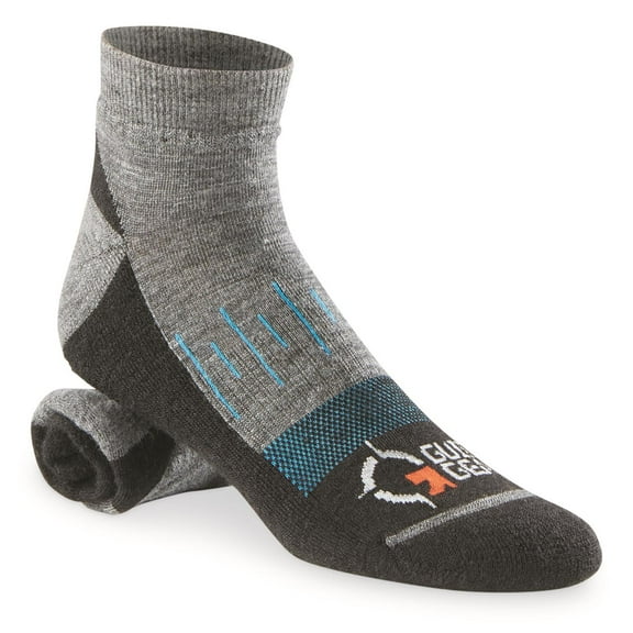 Guide Gear Women's Midweight Cushion Quarter Crew Socks, 3 Pairs Gray/Teal MEDIUM