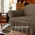 thumbnail image 5 of Subrtex Stretch 1-Piece Pleated Ruffled Skirt Sofa Slipcover, Light Coffee, 5 of 8