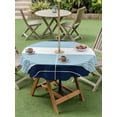 thumbnail image 5 of Outdoor Tablecloth with Umbrella Hole Zipper Navy Blue Aqua Stripe Round Tablecloth 60" Waterproof Outside Table Cloth Modern Art Horizontal Striped Patio Table Cover Tablecloths for Picnic Party, 5 of 8