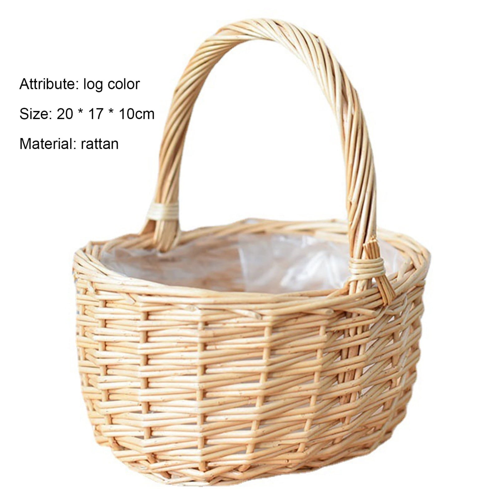 Kjfeif Handwoven Rattan Basket with Handles, Multi‑Function Round Container for Easter, Picnic, Wedding, Fruit Storage and Home Garden Decoration