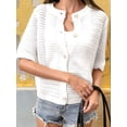 thumbnail image 6 of Women's Hollow Out Short Sleeve Knit Cardigan White S, 6 of 8