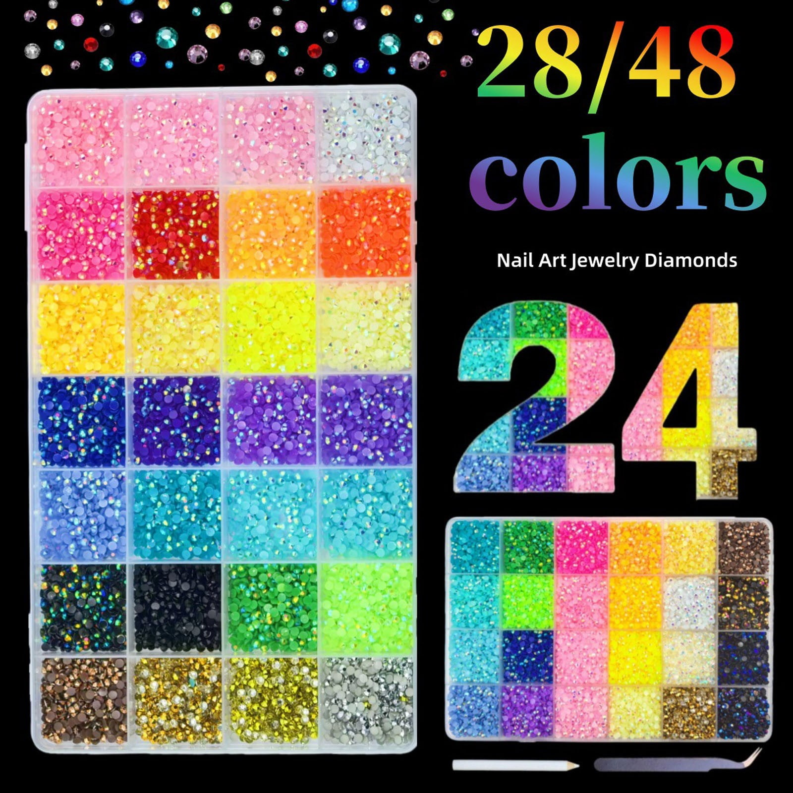 32000Pcs Resin Jelly Rhinestones for Bedazzling, Mixed-Color Flatback Gems for Diamond Art, Bedazzler Kit with 3Pcs Jewelry Glue for DIY Crafting Crafts Book Shoes Nail Art