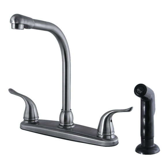 Kingston FB2754YLSP Yosemite Two-Handle 4-Hole 8" Centerset Kitchen Faucet with Side Sprayer in Black Stainless