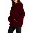 thumbnail image 3 of Womens Oversized Hoodies Fleece Sweatshirts Fall Fashion Pullover Sweaters Winter Clothes Wine Red L, 3 of 9