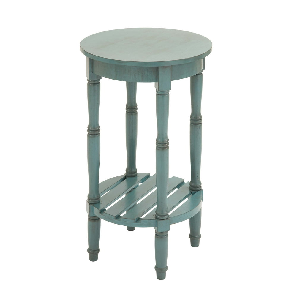 Decmode Farmhouse 29 x 16 inch distressed teal round wooden accent