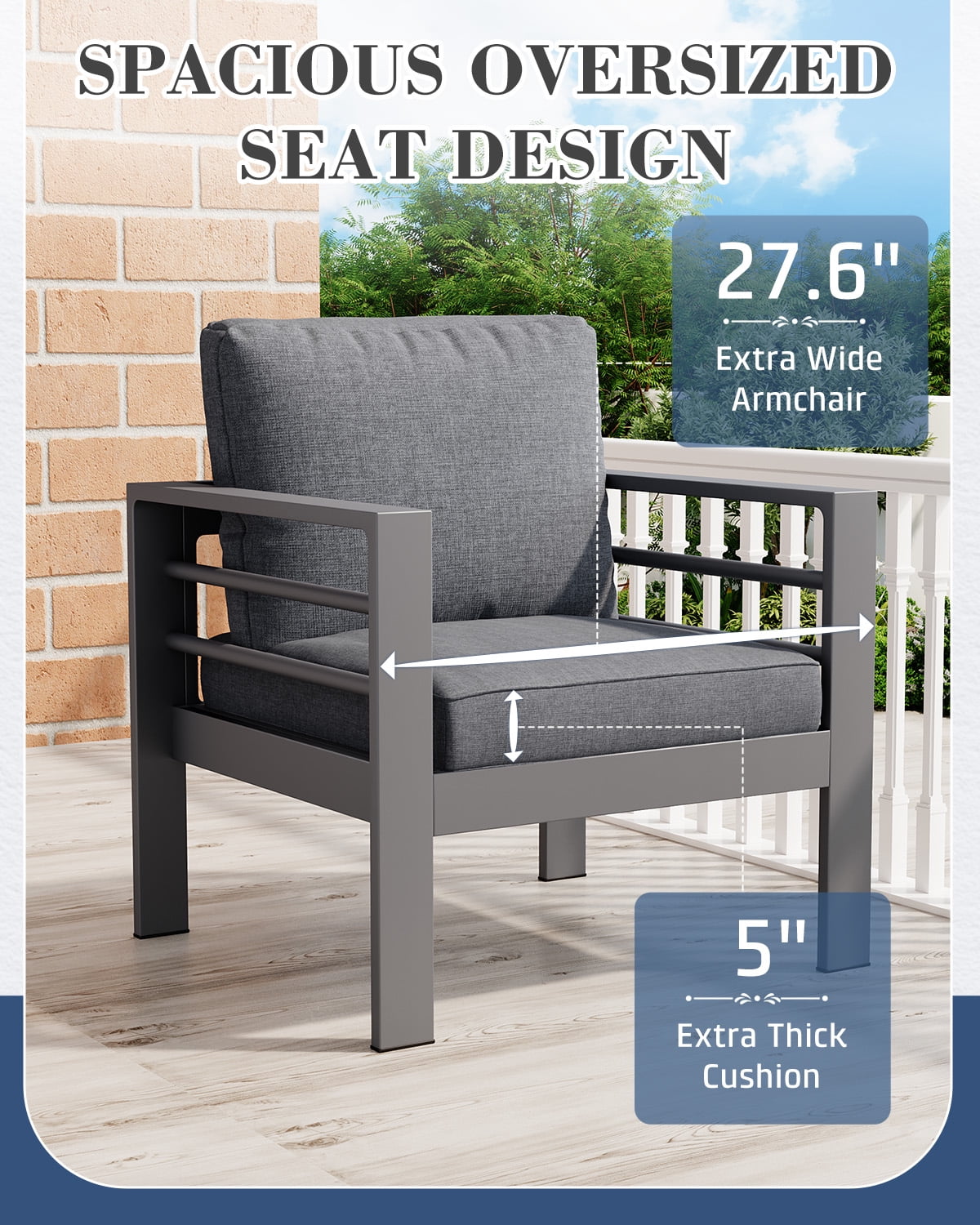 AECOJOY Aluminum Outdoor Furniture Set 7 Pieces Sectional Sofa Patio Conversation Set - Dark Gray