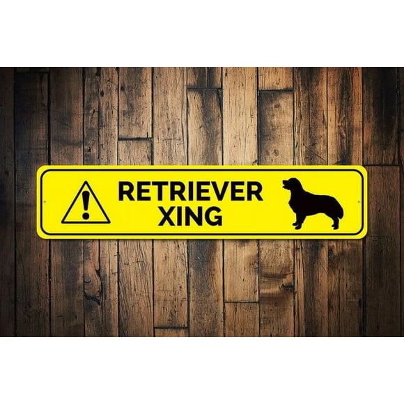 Dog Crossing Sign Retriever Xing Sign Caution Dog Sign Retriever Gift Golden Retriever Owner Sign Dog Xing Sign Size: 4 x 16 Inch