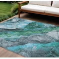 thumbnail image 2 of HomeRoots 623231 8 x 10 ft. Teal, Blue & Ivory Floral Washable Transitional Indoor & Outdoor Rectangle Area Rug, 2 of 9