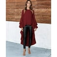 thumbnail image 3 of PRETTYGARDEN Women's Lantern Long Sleeve Round Neck High Low Asymmetrical Irregular Hem Casual Tops Blouse Shirt Dress, 3 of 8
