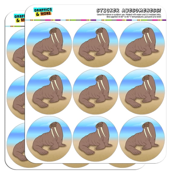Walrus Beach Animal 2" Scrapbooking Crafting Stickers