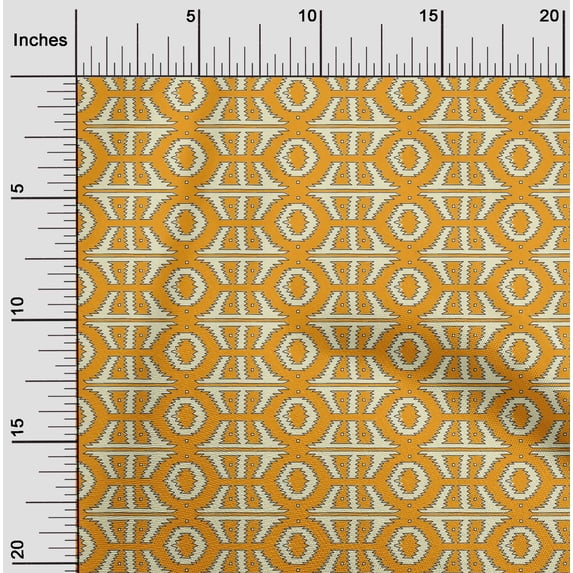 oneOone Cotton Cambric Fabric Geometric Block Printed Fabric 1 Yard 56 Inch Wide