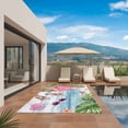 thumbnail image 3 of Summer Flamingo Outdoor Rug for Patio/Deck/Porch, Non-Slip Large Area Rug 3 x 5 Ft, Tropical Plants Botanical Blue Ombre Wood Indoor Outdoor Rugs Washable Area Rugs, Camping Rug Carpet Runner, 3 of 8