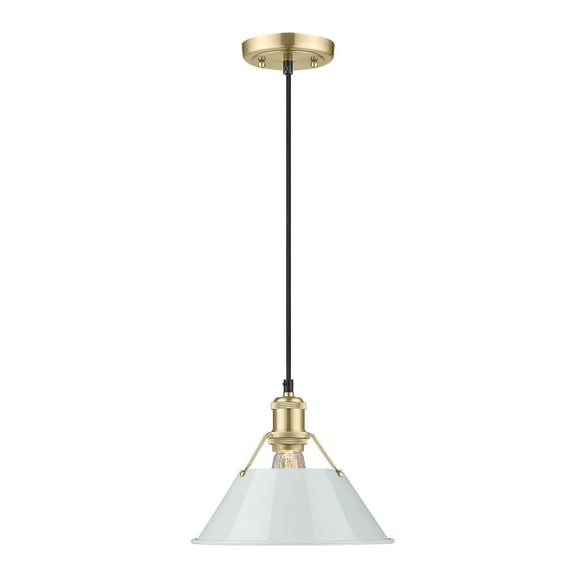 Orwell 1-Light Pendant in Brushed Champagne Bronze with Dusky Blue