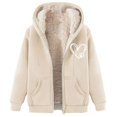 thumbnail image 1 of Manteau d'Hiver Grande Taille pour Femmes Cardigan à Capuche Doublé en Laine d'Agneau Chaud pour Automne et Temps Froid, 1 of 3